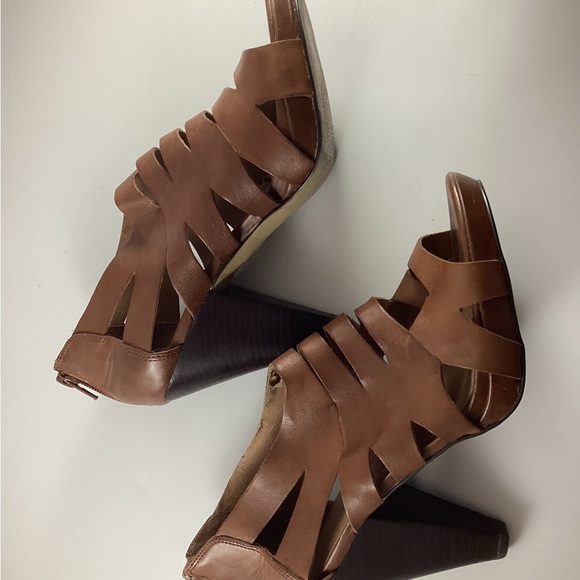 Franco Sarto Women’s Gladiator L-Crest Size 8.5 Light Brown Cone Heel Shoes - Picture 10 of 12